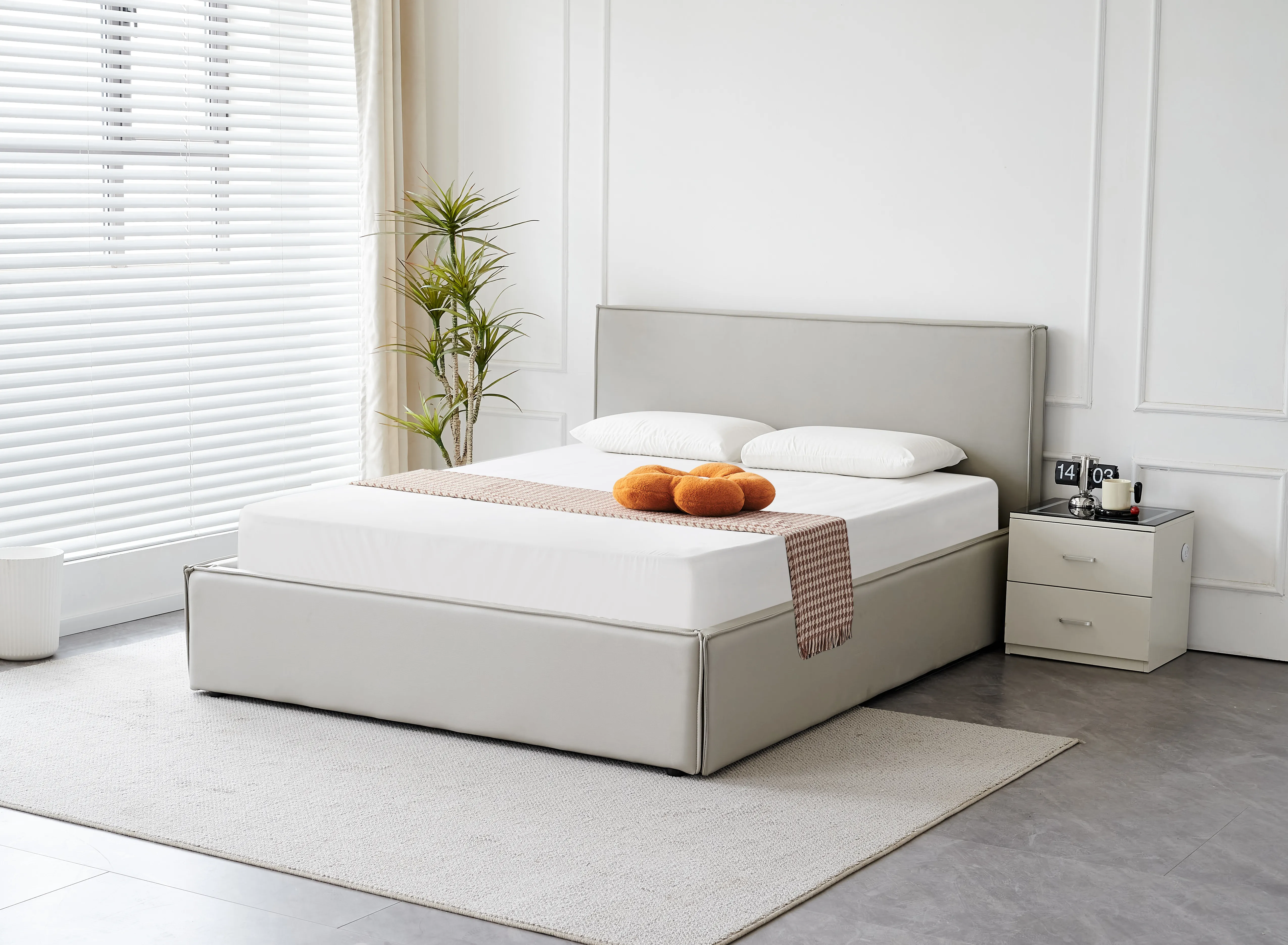 Hathern Grey Ottoman Bed